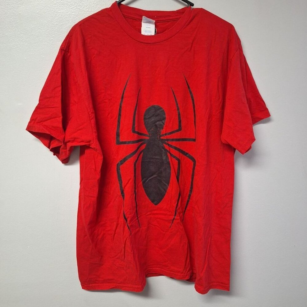 Marvel Spiderman Tee Shirt‎ Red Black Mens XL Super Hero Short Sleeve